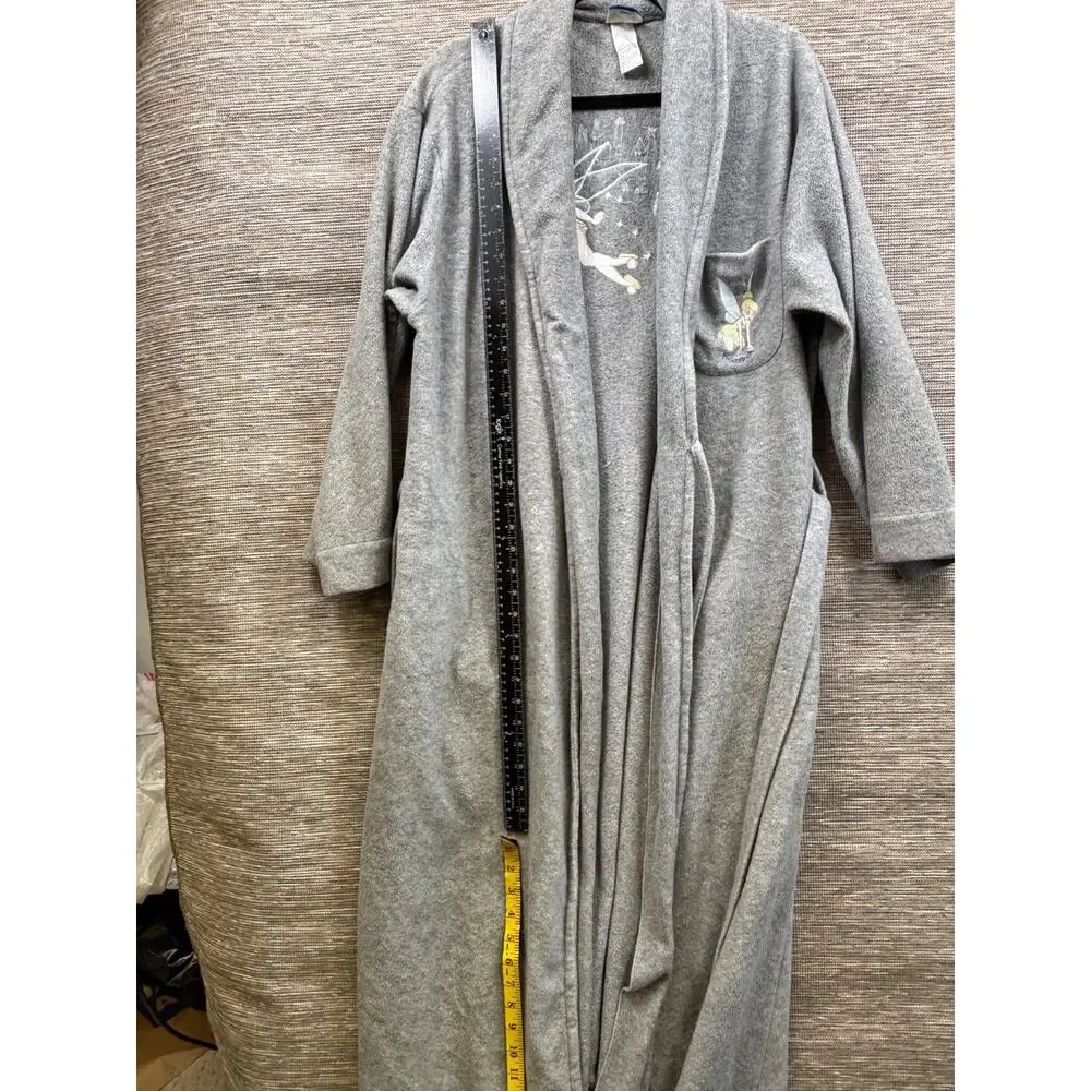 Disney TinkerBell Vintage Y2K Bath Robe Womens Size Large Gray Belted EUC - Picture 7 of 8